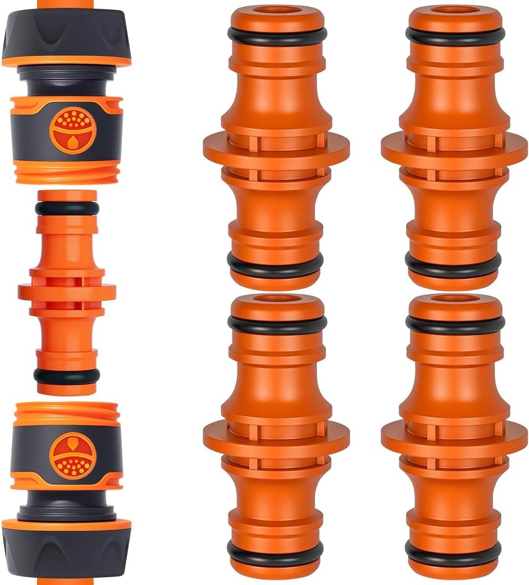Set van 4 Tuinslang Koppelingen - 1/2 Inch Slangverbindingen voor Tuin en Irrigatie