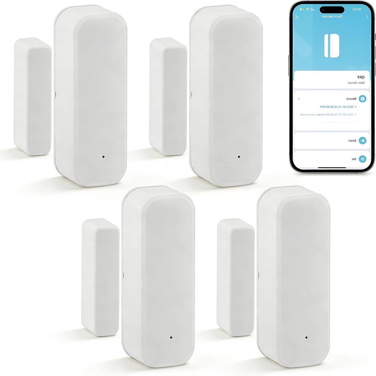4 Stuks Deur- en Raamcontacten, Slimme WiFi Sensoren voor Thuis, Energiebesparende Monitor voor Deuren en Ramen, Real-time Toegangscontrole en Veiligheid