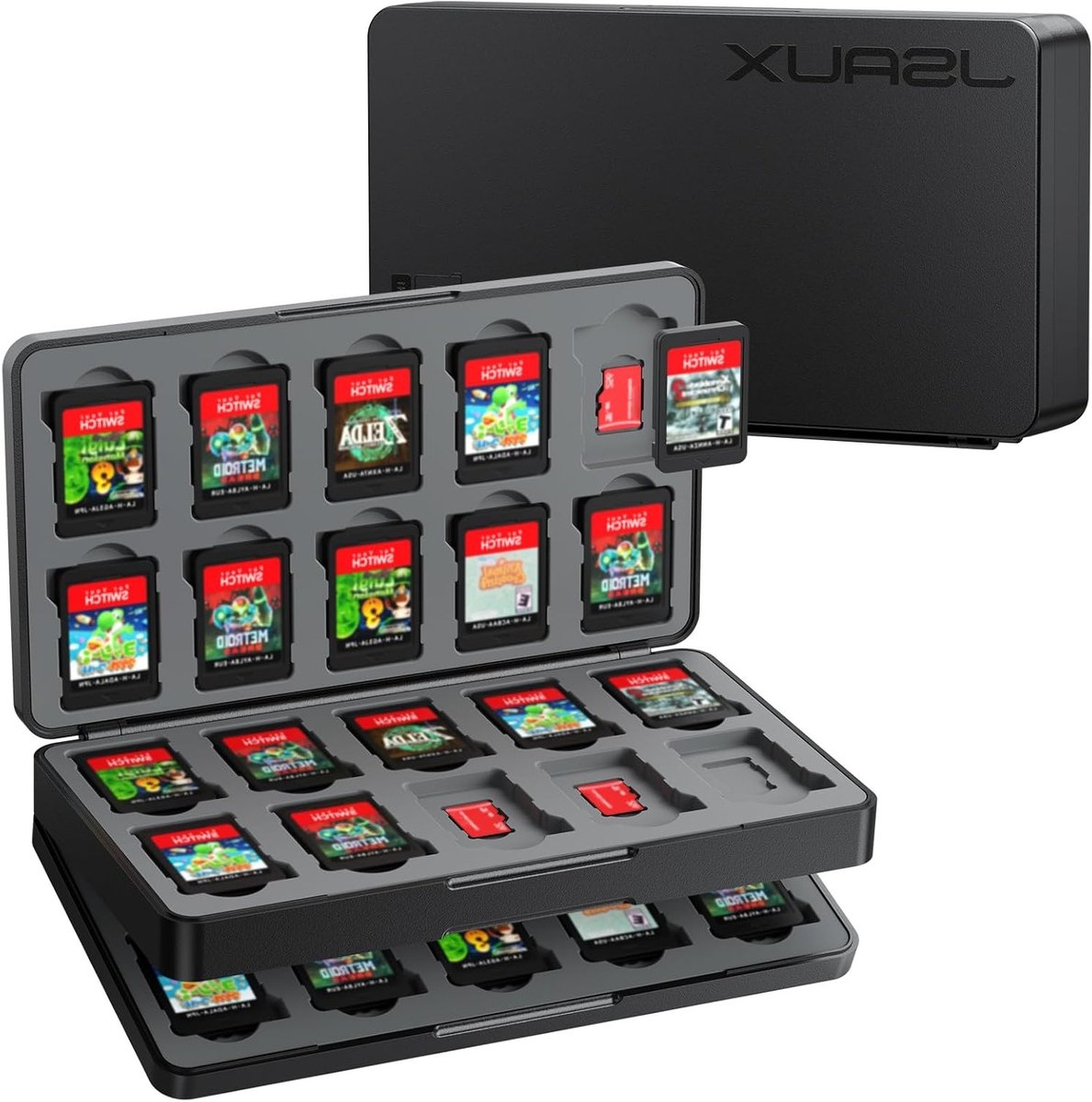 Game Card Opslagdoos voor Nintendo Switch, OLED en Lite - Draagbare Organizer met 40 Slots voor Spelkaarten en Micro SD Kaarten - Zwart