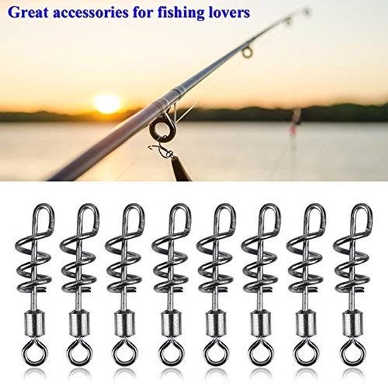 50 Stuks Roterende Barrel Swivels van RVS - Vis Swivel, Schroef Snap, Haak Connector voor Vissen van Merkloos — afbeelding 2
