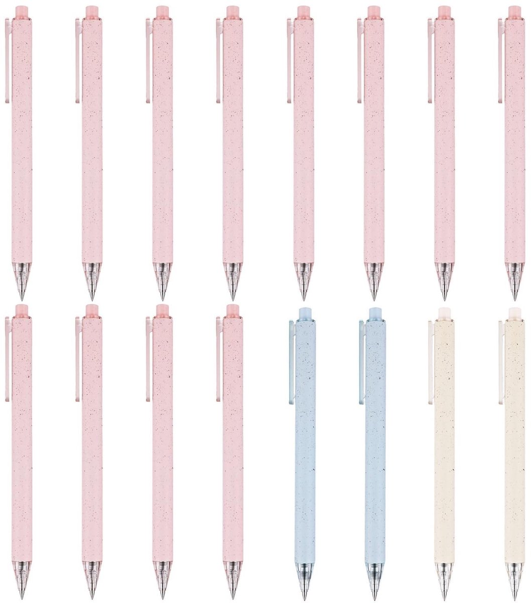 Allecto - Bureaustiften - Schrijfbalpen - Lichtgewicht en duurzaam - Roze, blauw, kaki - Scholierschrijfwaren - Leerbenodigdheden