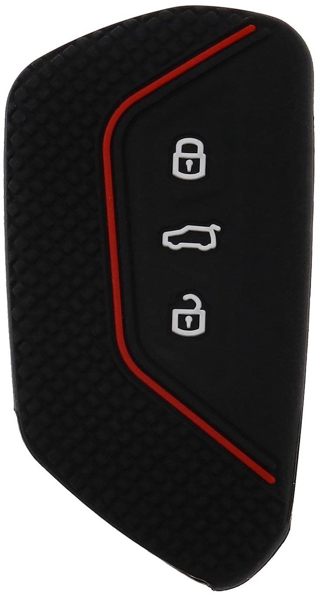 Allecto - Autosleutel cover - Sleutelhanger beschermhoes - Licht en duurzaam - Zwart met rode streep - Siliconen auto-accessoires - Geschikt voor V...