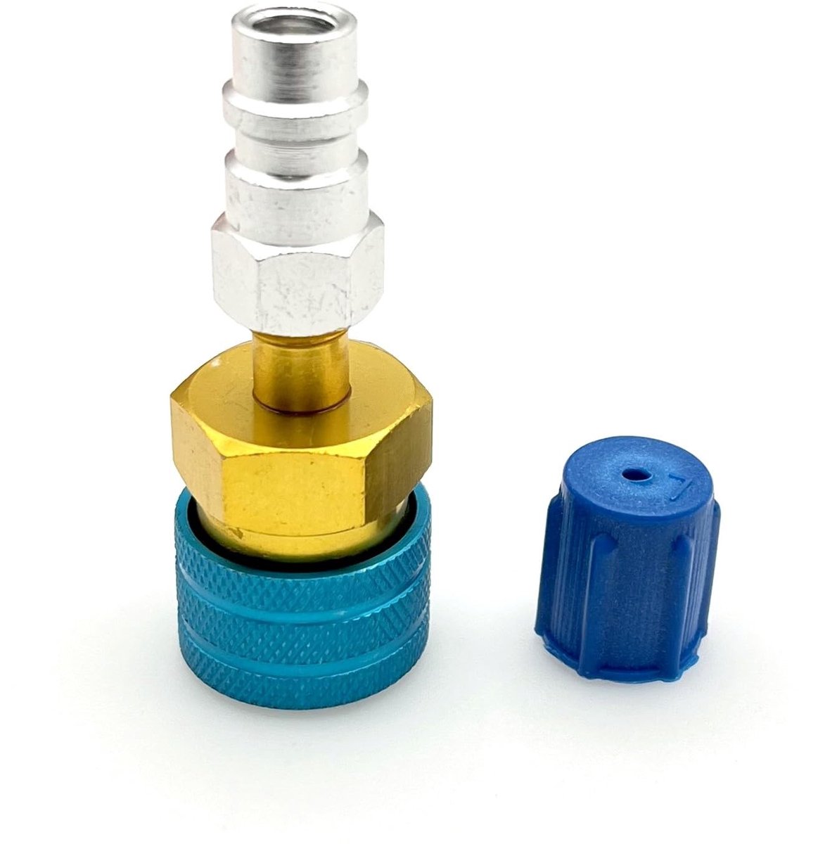 Allecto - R1234YF naar R134A Adapter - Auto airconditioning - Aluminium - Snelle koppeling - Lichtgewicht - Geschikt voor auto’s - Zilveren connector