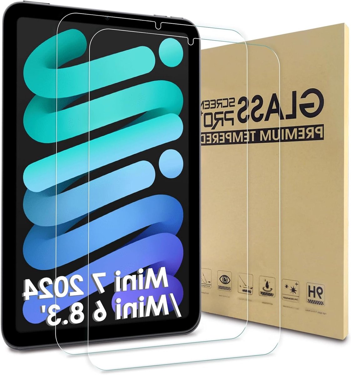 2-Pack Screen Protector voor iPad Mini 7 2024/6 - 20,3 Inch Gehard Glas Film met Krasbestendigheid, Antibubbel en Hoge Definitie