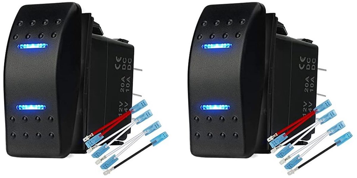 ONF3 - Waterdichte Momentary Rocker Switch - ON/OFF/ON - 12V/20A - voor Boot en Caravan - Geschikt voor Truck - 2 Stuks