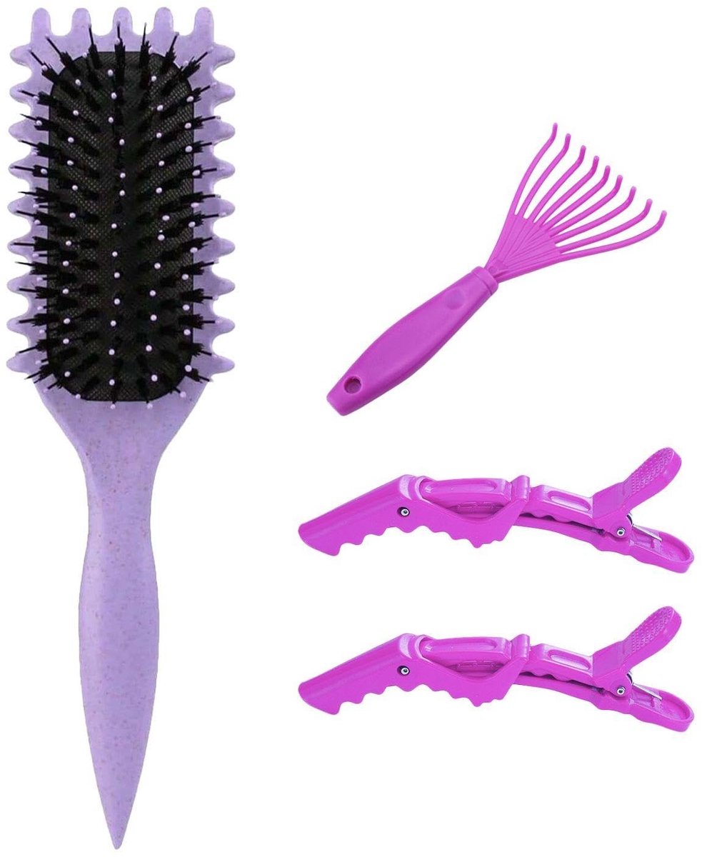 Allecto - Curling Brush Set - Reinigingsclaw - Professioneel gebruik - Paars - Positioneringsclips - Ideaal voor krullen - Perfect voor styling