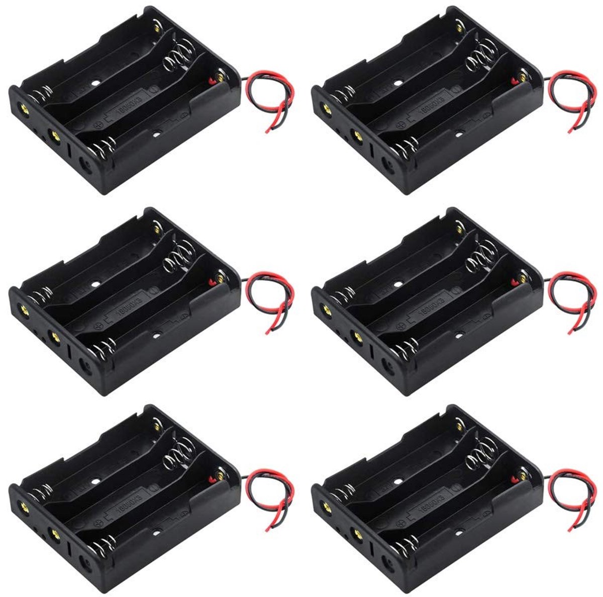 aladdien - 18650 batterijhouder - 3 stuks - Hoogwaardige kunststof - 3 x 3,7 V - Ideaal voor elektronische toepassingen - Geschikt voor solderen - M..