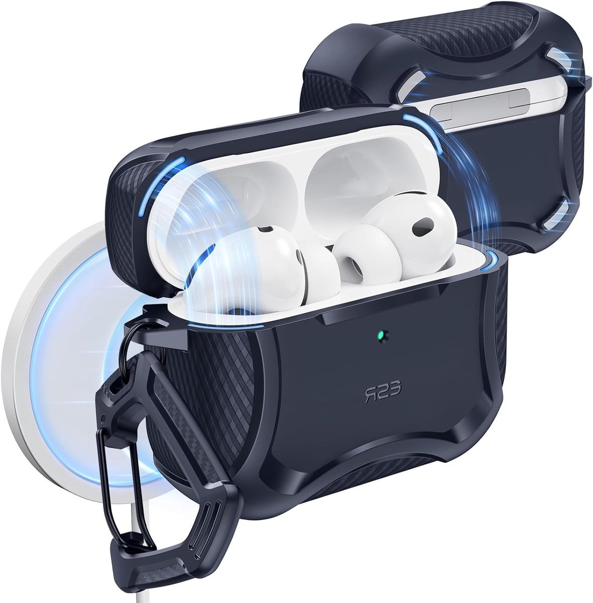 Beschermhoes voor AirPods Pro 3 (2025) met USB-C Kabel - MagSafe Compatibel en Sterke Valbescherming in Marineblauw