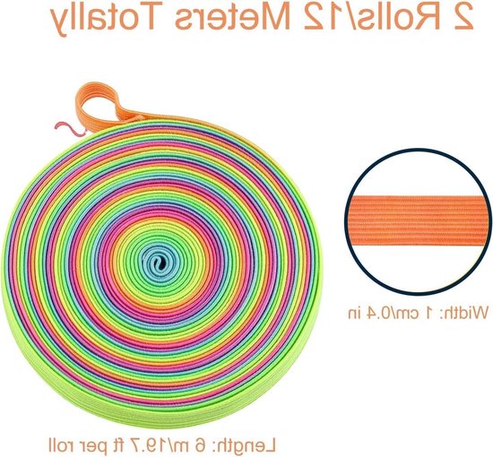Set van 2 kleurrijke platte elastische springtouwen van 6m, duurzaam en ideaal voor buitenspellen, perfect voor kinderen en nostalgische speeltuinplezier van Merkloos — afbeelding 5
