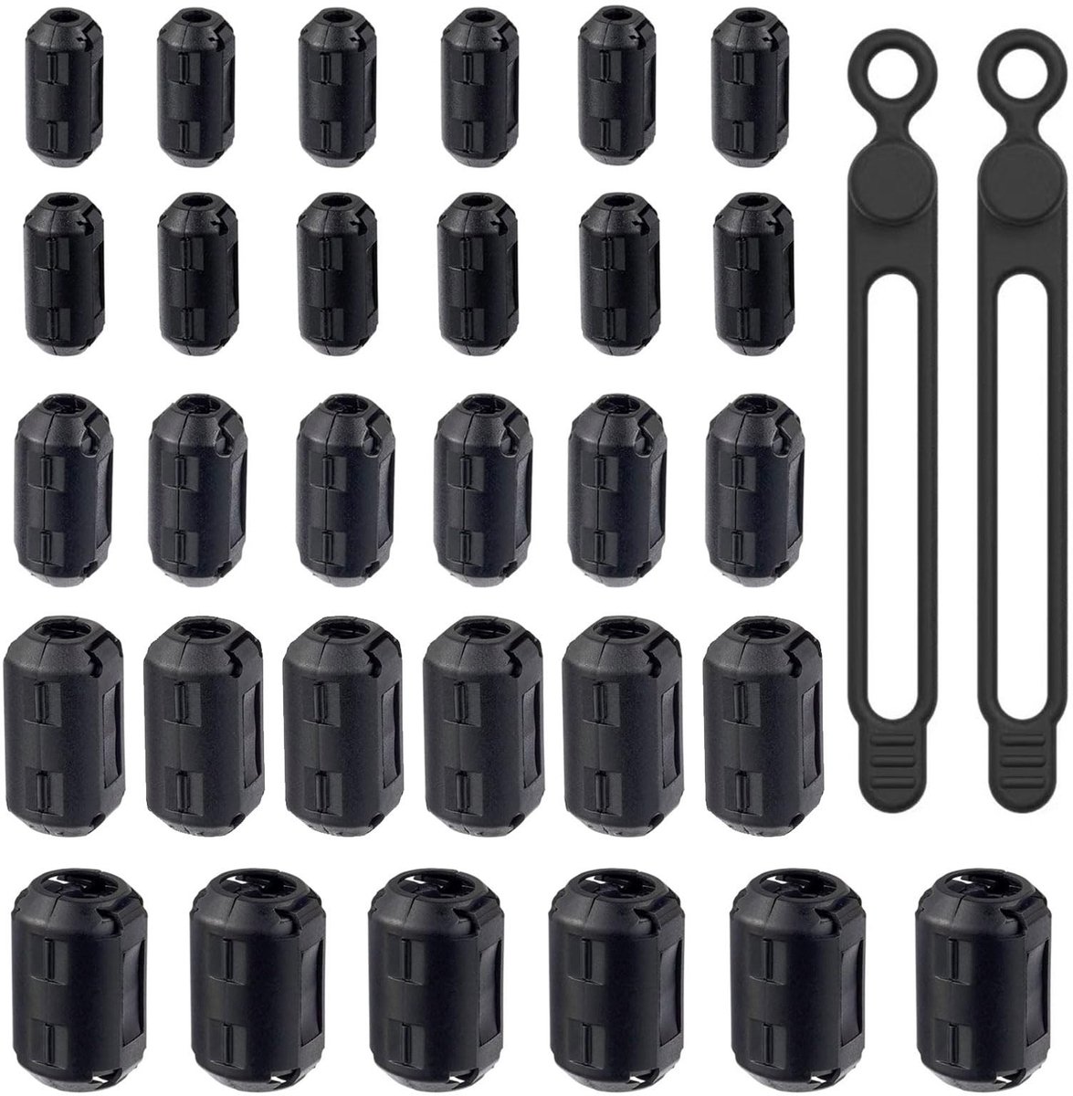 Allecto - Ferrite Kern - Kabels - Anti-Interferentie - 30 stuks - Silicone Kabelbinders - Efficiënte Signaaloverdracht - Geschikt voor USB en Muizen