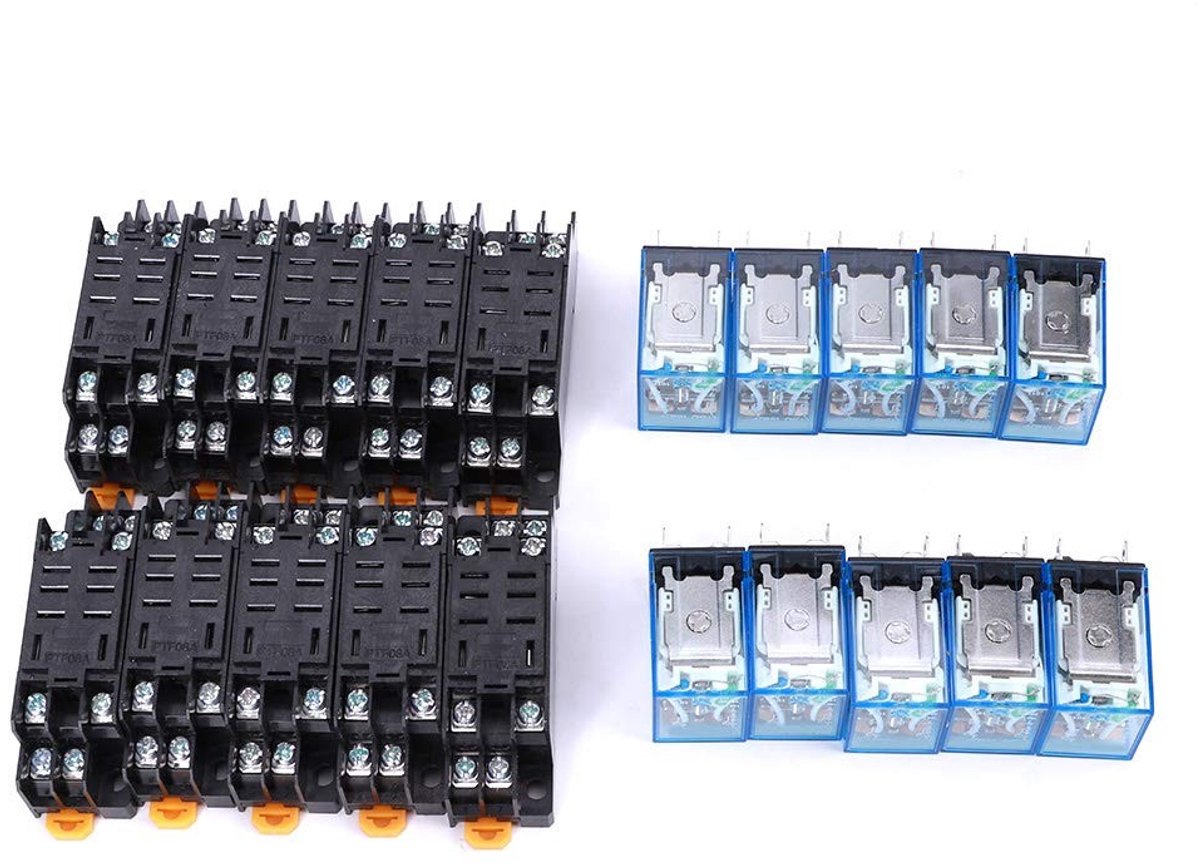 aladdien - Power Relais - 8 Pin - Machine Tools - 24V - AC - Base - Washing Machines - Elektrisch relais - Geschikt voor diverse toepassingen - Grijs