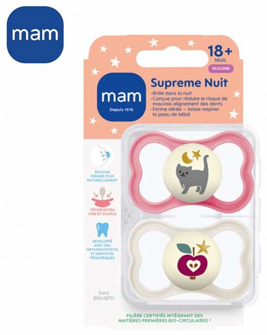 MAM 2 Fopspenen Supreme Nuit 18 Maanden en + (Kleur : Vos en blauwe beer) — afbeelding 5