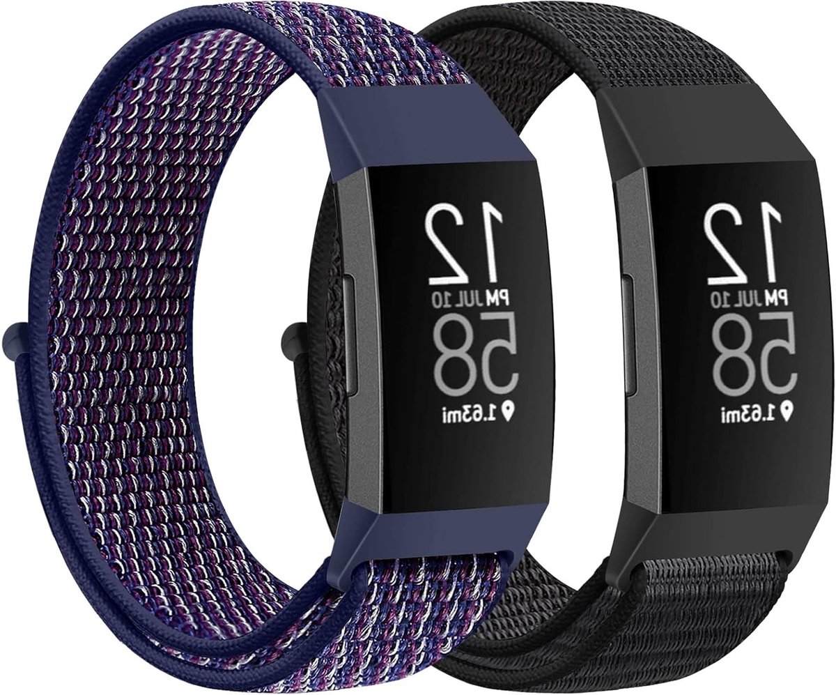 Zachte en Ademend Sportband voor Fitbit Charge 4/3/SE, Verstelbare Nylon Vervangband voor Dames en Heren