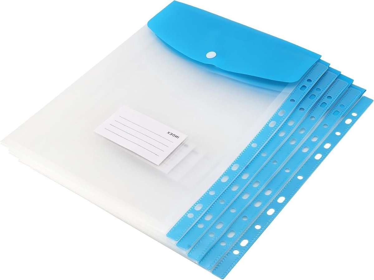 24 Stuks A4 Plastic Ringbinders, Blauwe Geperforeerde Mappen met Etiketten, Perfect voor Kantoor en Bedrijf