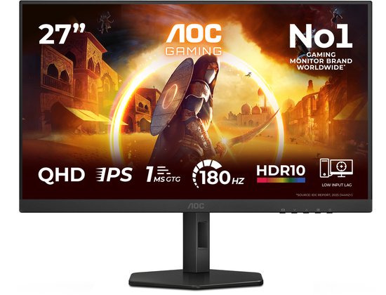 AOC G4 Q27G4XF 27″ QHD IPS Gaming Monitor – 2560×1440, 180Hz, 0,5ms, HDR10, NVIDIA G-SYNC, Verstelbaar