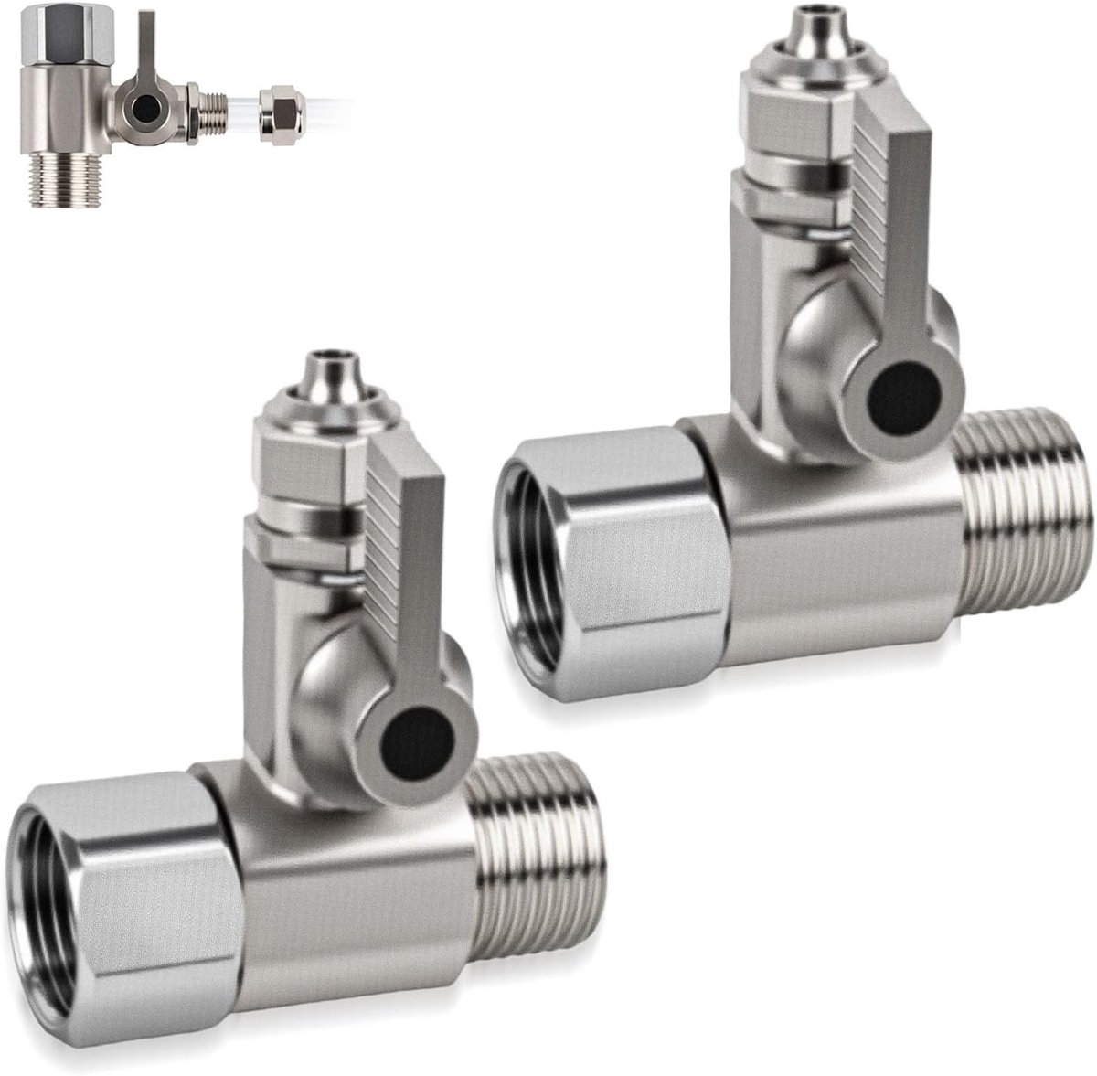 Waterverdeler met slangwateraansluiting en adapter voor tuinslang, 3/8 x 3/8 x 1/4, geschikt voor koelkasten, waterfilters en koffiezetapparaten - 2 stuks.