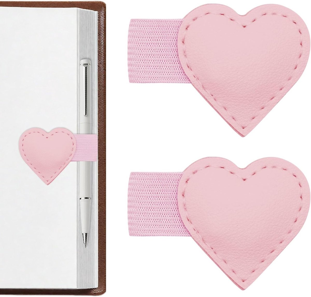 Hartvormige Magnetische Lederen Boekenleggers met Penhouder | Sterke Sluiting, Multifunctioneel Cadeau voor Boekenliefhebbers, Vrouwen en Studenten, Perfect voor School en Lezen