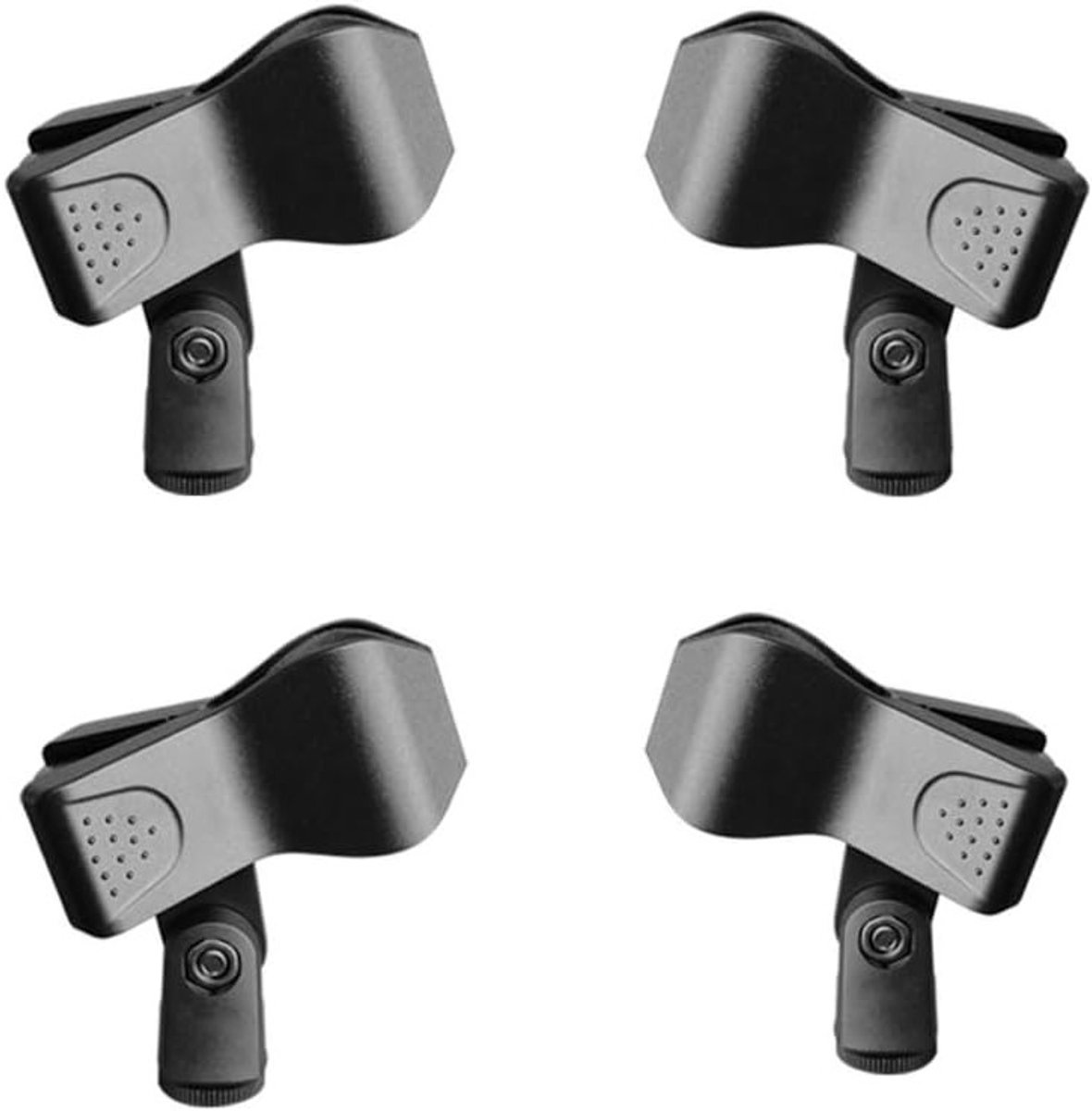 Universele Microfoonhouders Set van 4 - Zwarte Microfoonclips voor Stage, Vergaderingen en Live Optredens - Ideaal voor Draadloze Microfoons en KTV