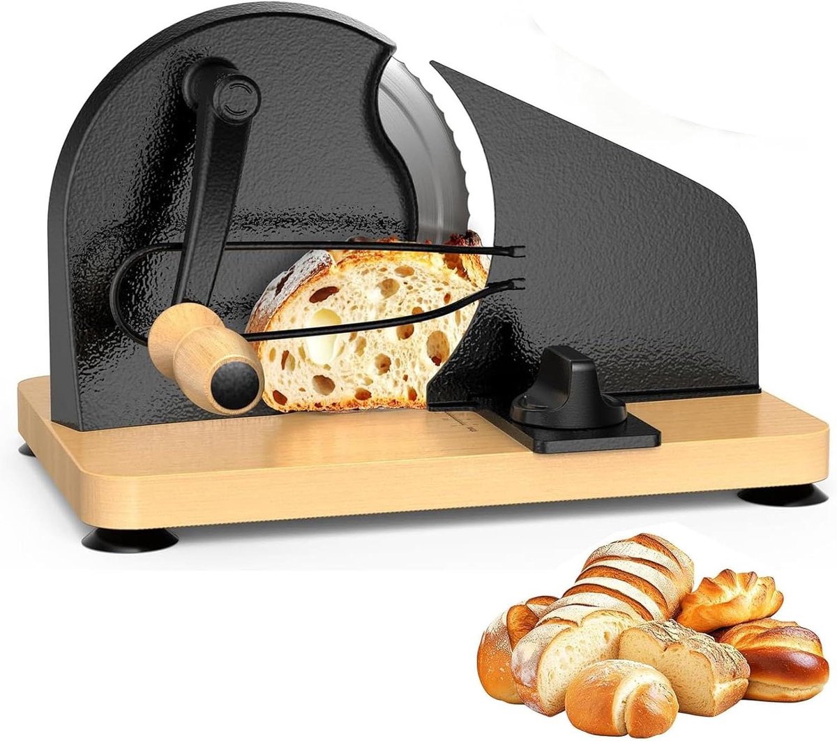 Broodsnijder - Broodplakker - Gelijkmatig Snijden - Verstelbare Dikte - 0-2 cm - Houtkleur