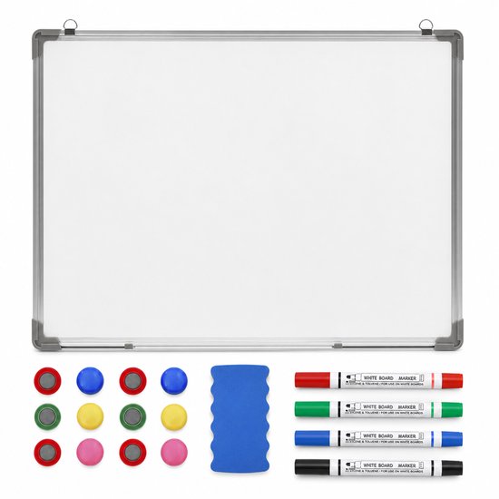 Magnetisch Whiteboard - 60x90 cm - Inclusief 4 Markers, 12 Magneten & Wissers - Kantoor & Home Office