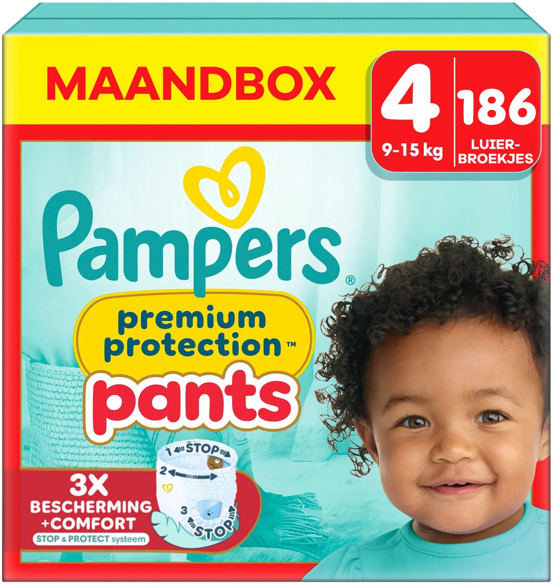 Pampers - Premium Protection Pants - Maat 4 - Mega Maandbox - 186 stuks - 9-15 KG
