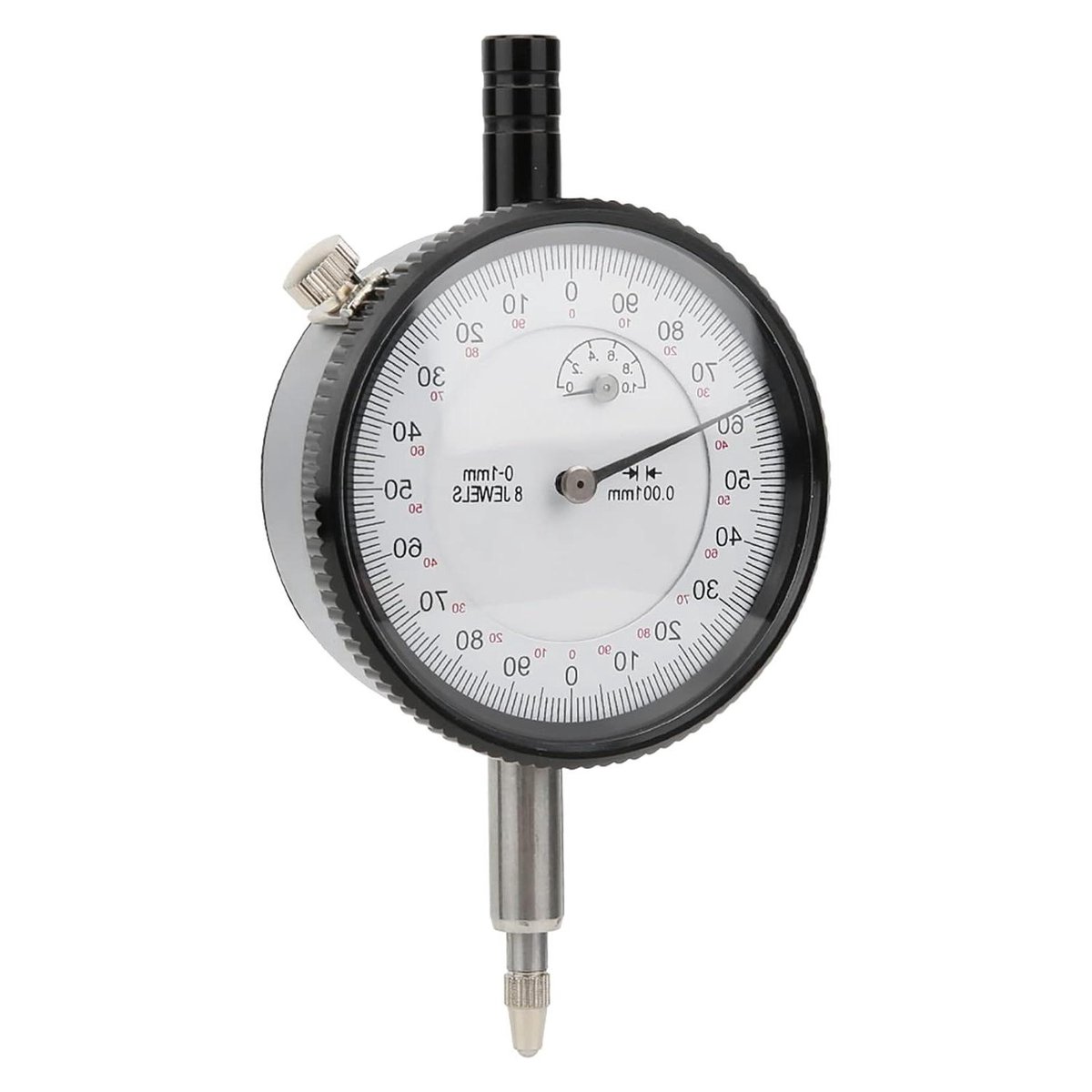 Meetklok Indicator - Precisie Meetinstrument - Mechanisch Meten - Schokbestendig 8 Jewels - 0-1 Mm - Zilver