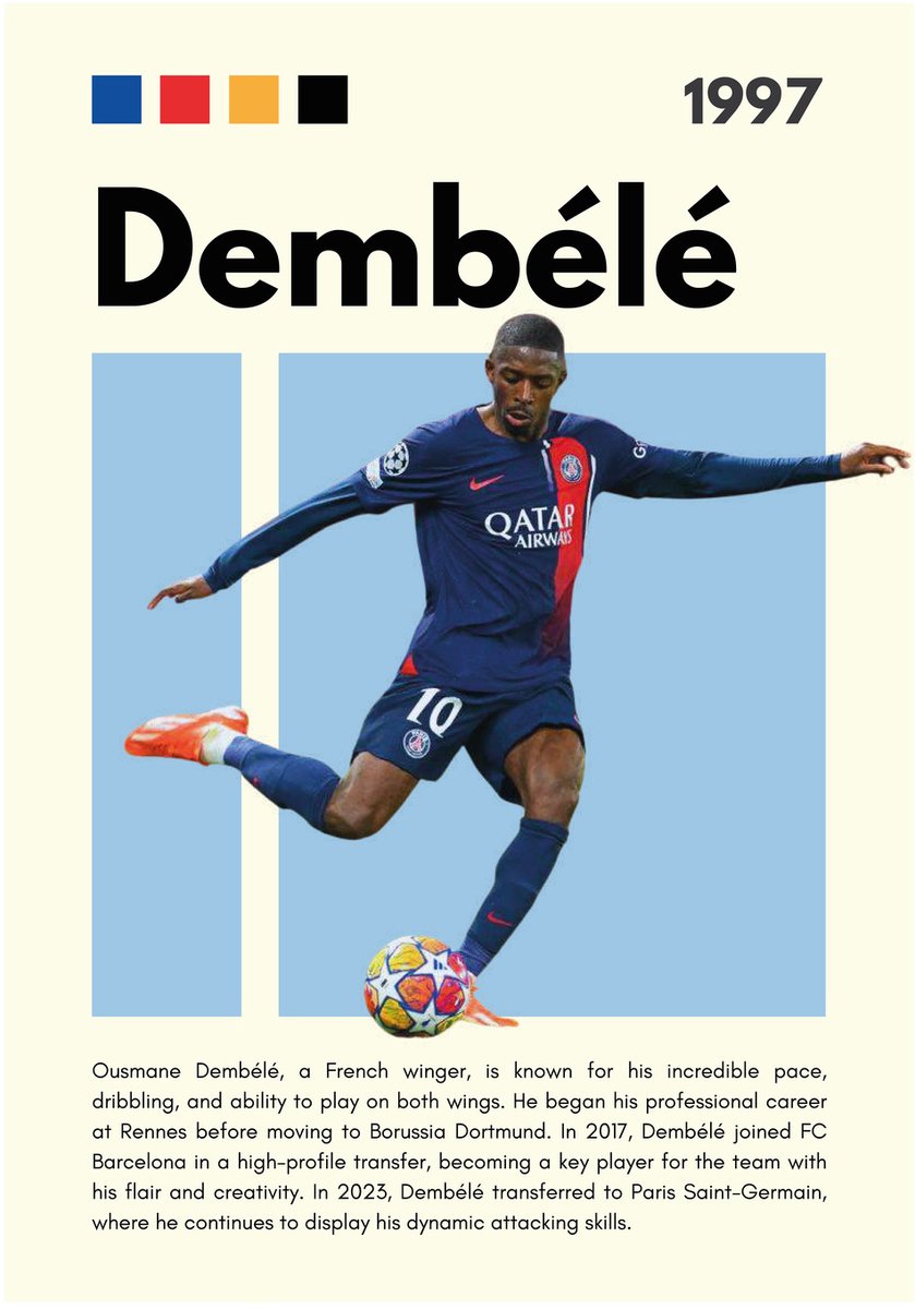 Ousmane Dembélé PSG - Dibond Wandprint - 70x100 cm - Premium Aluminium Wanddecoratie - Voetbal Kunstdruk - Galerij Kwaliteit - Dembélé