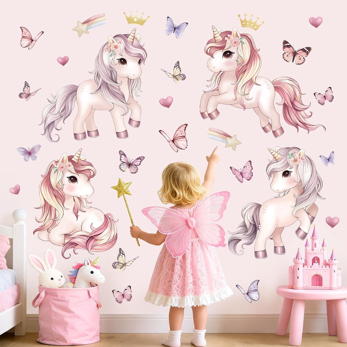 Vt products - Wandstickers - Unicorn - Makkelijk te Plakken - Multicolor - Kinderen - Decoratie - Meisjeskamer