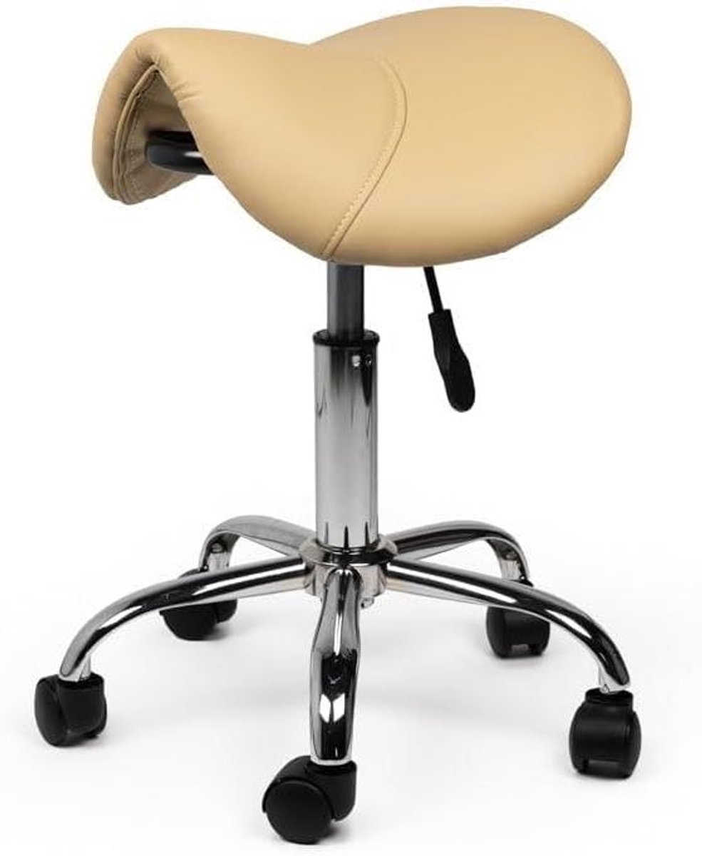 Zadelkruk - Werkkruk - Comfortabel Zitten - Verstelbare Zithoogte - 40-56 cm - Beige