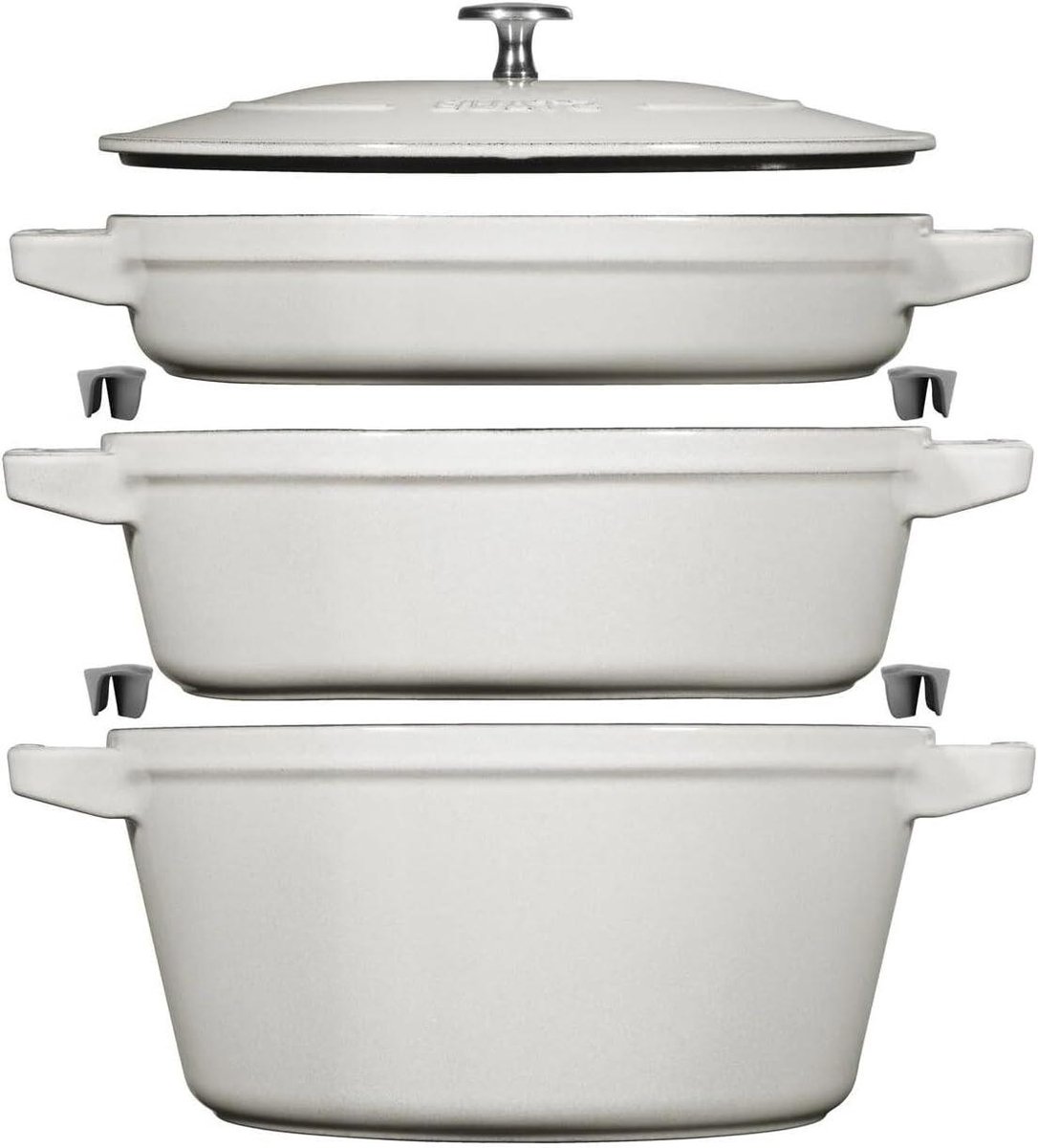 Kookpan Set - Pannen Set - Complete Maaltijden - Gietijzer Enamel - 3 Delig - Wit