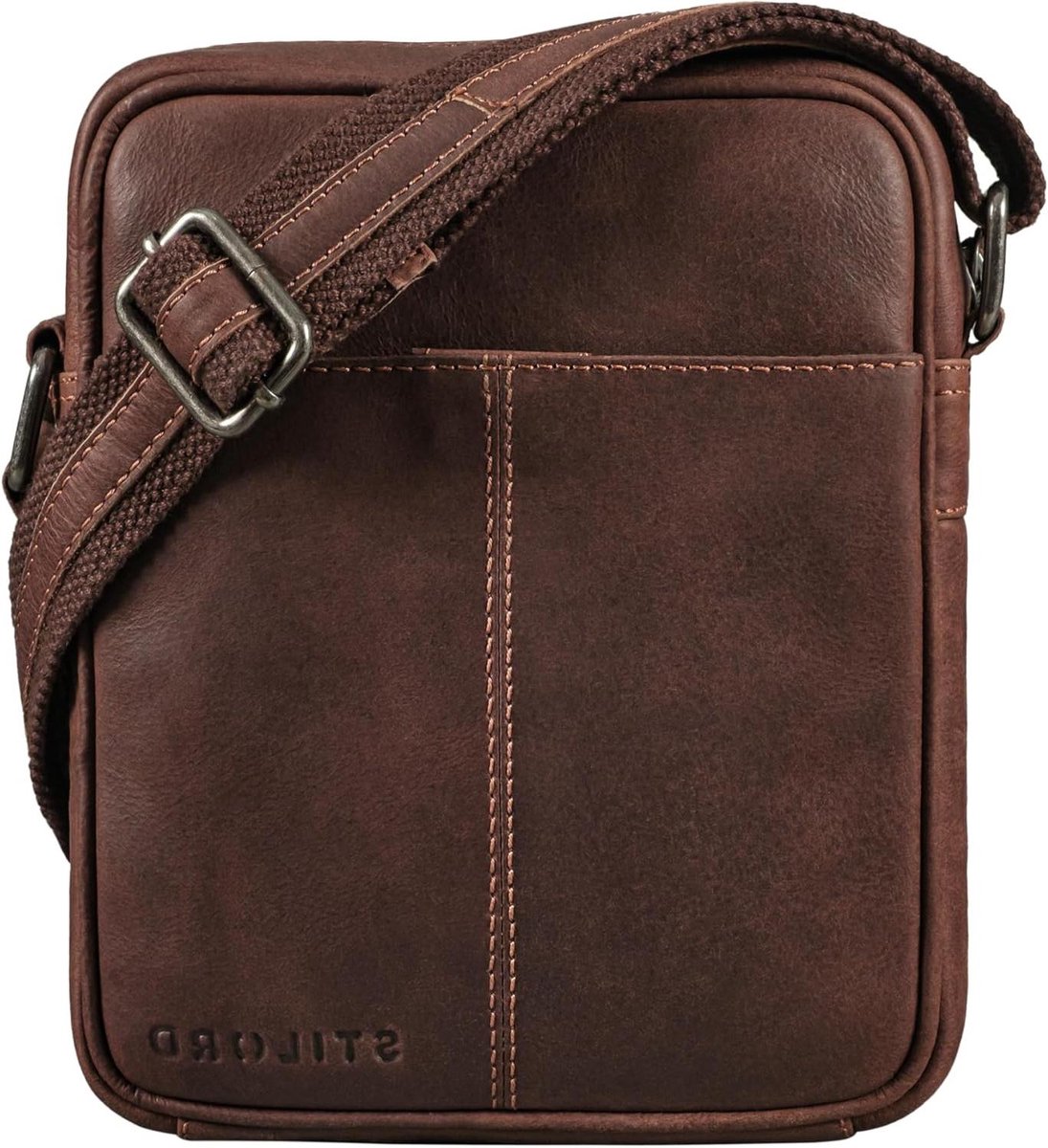 Heren Schoudertas - Leren Tas - Dagelijks Gebruik - Echt Leer - 19x22cm - Bruin