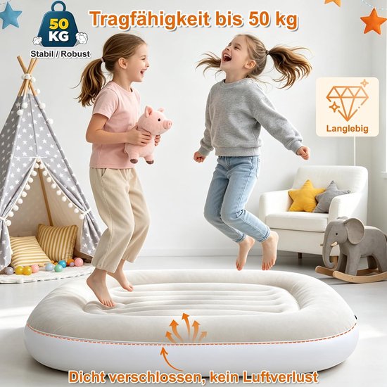 Kinderluchtbed - Opblaasbaar matras - Reisbed - Inclusief handpomp - 102x83 cm - Blauw — afbeelding 3
