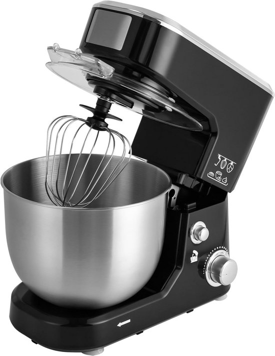 Keukenmachine 3-in-1, 5 liter, 1000 watt, 3 snelheden, roestvrijstalen kom, spatel, kruishaak en garde inclusief — afbeelding 5