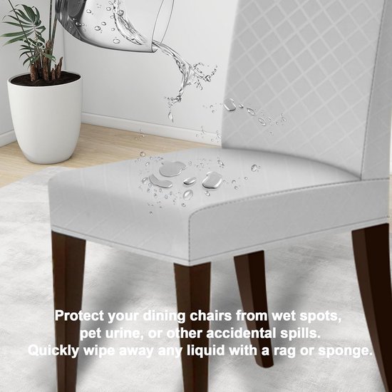 Premium Waterproof Dining Chair Covers, Set of 4 or 6, Elastic High Back Chair Covers, Removable and Washable, Suitable for Banquets, Kitchens and Parties(Light Grey, 6 Pieces) van Premium — afbeelding 4