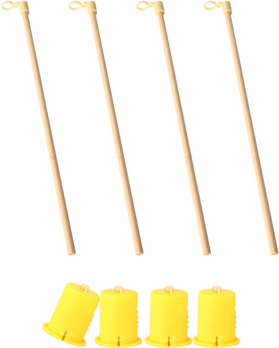 Set van 4 LED Kaarslampen met Ophangstokken voor Lantaarns en Feestdecoratie