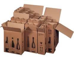 karton-billiger Flessenverzenddoos, wijnkarton, flessenverzending, PTZ-certificaat, DPD, Hermes, UPS-gecertificeerd, 8 maten, 1-12 flessen (voor 2 flessen, 10)