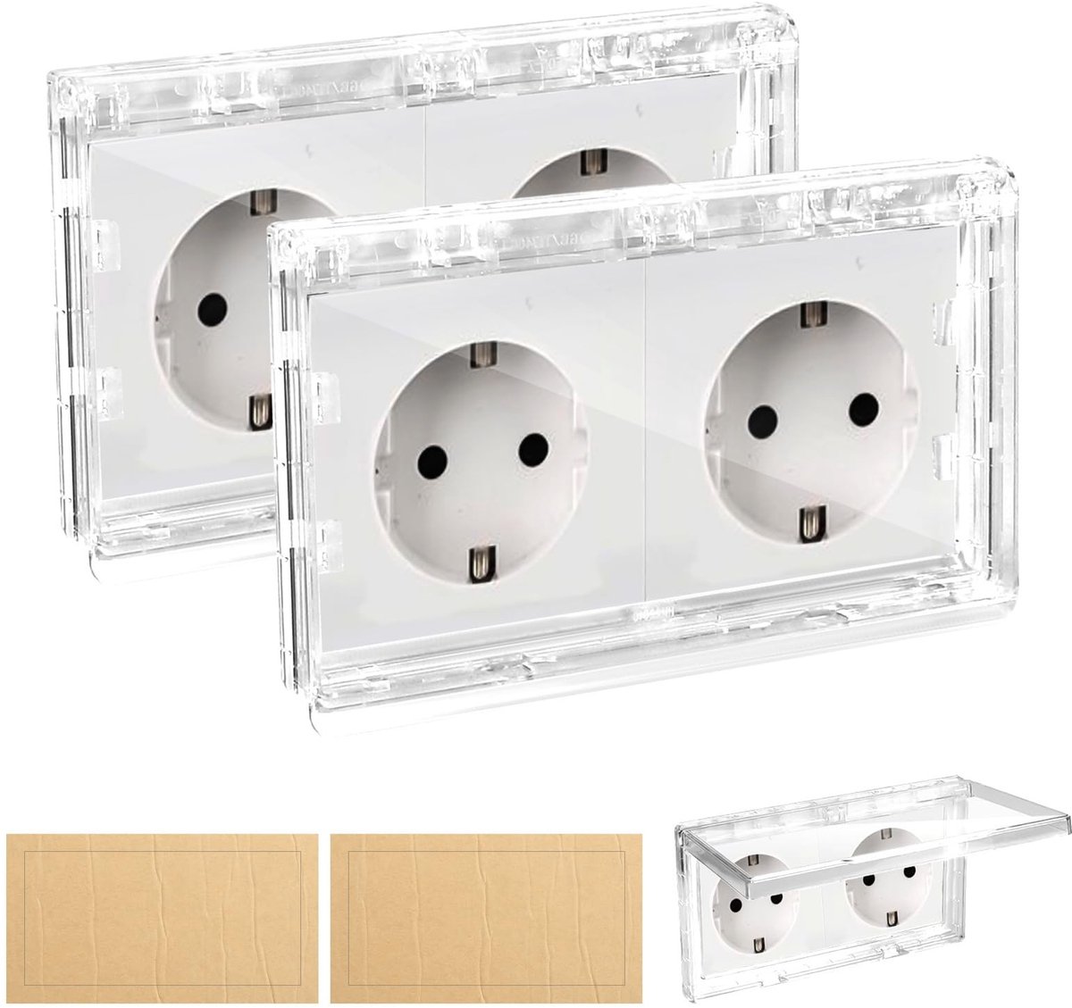aladdien - Switch Cover - Waterdichte Socket Cover - Veiligheid voor Kinderen - Transparant - 2 Stuks - Geschikt voor Type 86 - Ideaal voor Buiten