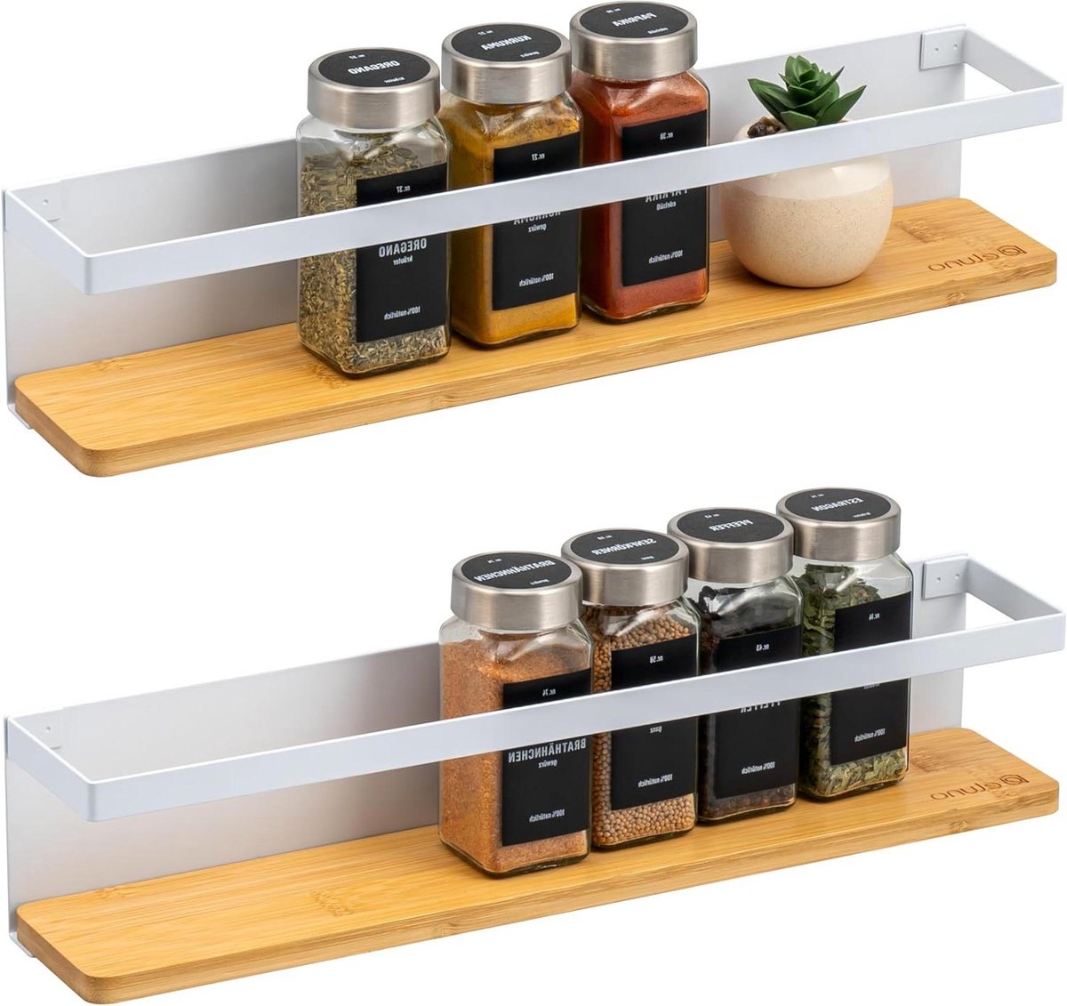 Kruidenrek Set - Muurrekjes - Keuken Organiseren - 2-Weg Montage - 38 cm - Wit