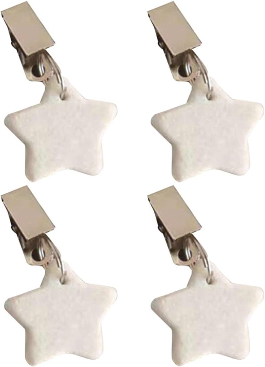Tafelkleed Gewichten - Klemmen Decoratie - Windvrij Tafelen - Stervormige Hanger - 4 stuks - Wit
