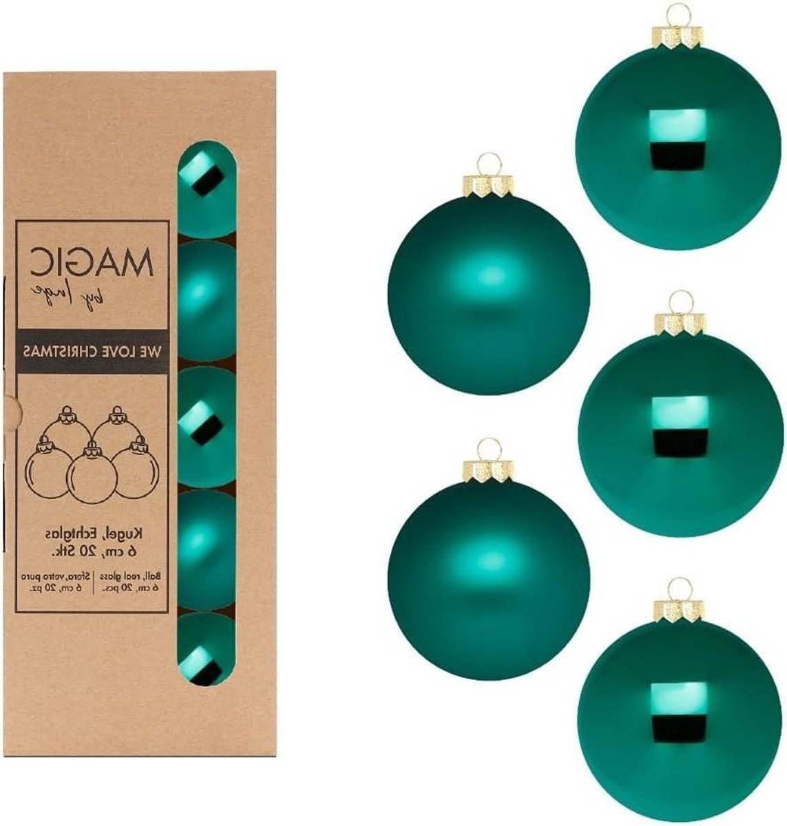 Kerstballen Glas - Set Ballen - Kerstboom Versieren - Echt Glas - 6 cm 20 Stuks - Groen