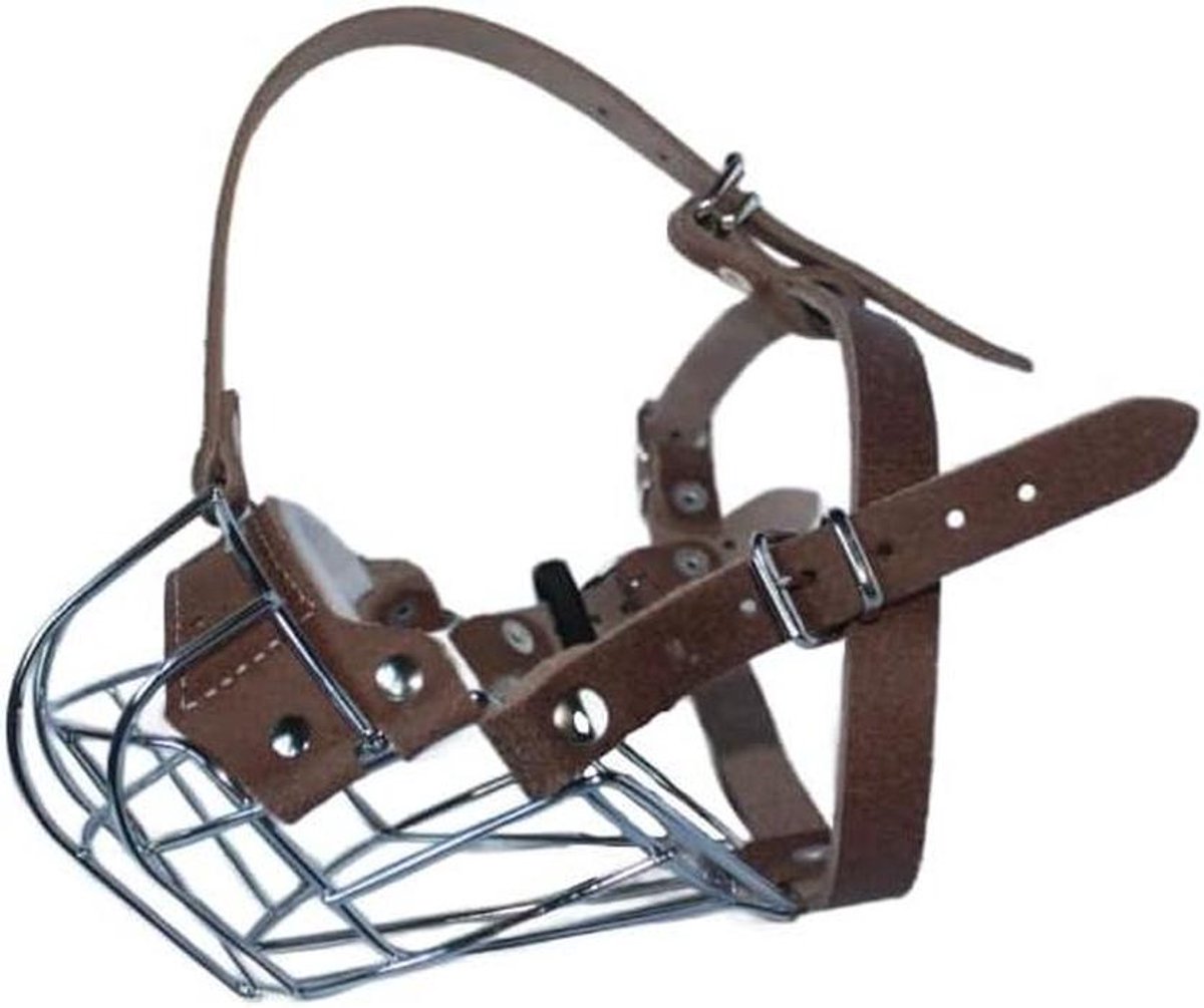 Honden Muilkorf - Honden Accessoire - Veilig Transport - Leer Gevoerd - Maat B2 - Brons