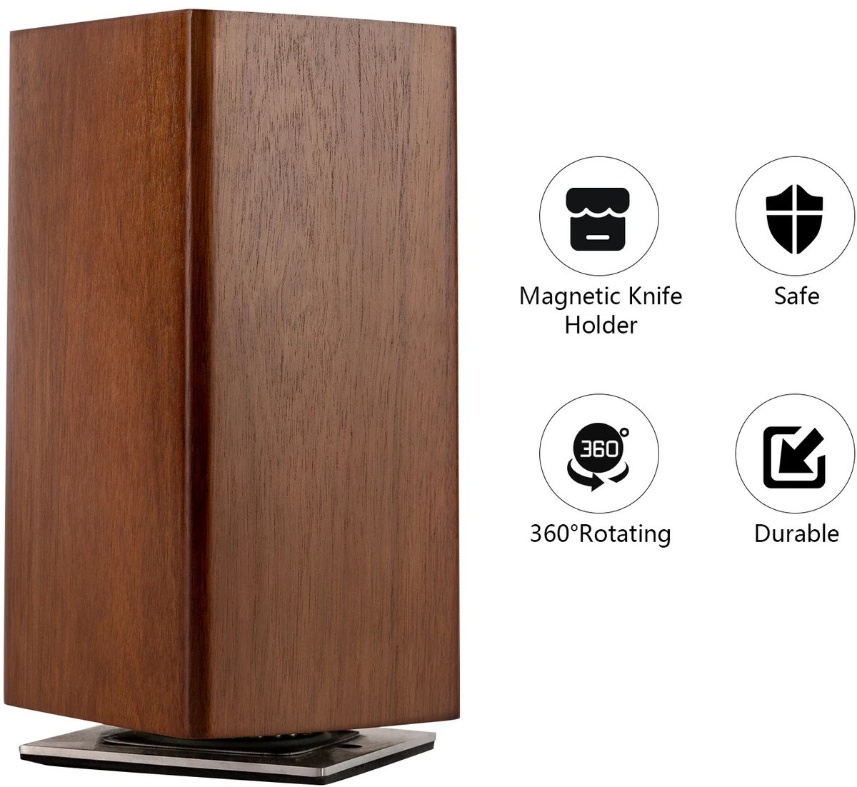 DIMICO - Magnetisch Messenblok - Messenhouder - Bruin - Messenrek - 360° draaibaar ontwerp - Afneembare Binnenkern
