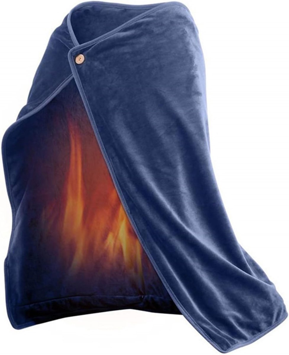 Elektrische Deken - Verwarmingssjaal Cape - Warmte en Comfort - 3 Warmtestanden - 100 x 70 cm - Blauw
