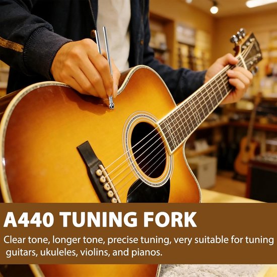 Stemvork - Muziek Stemmer - Instrumenten Stemmen - 440 Hz Frequentie - 12 cm - Zilverkleurig — afbeelding 3
