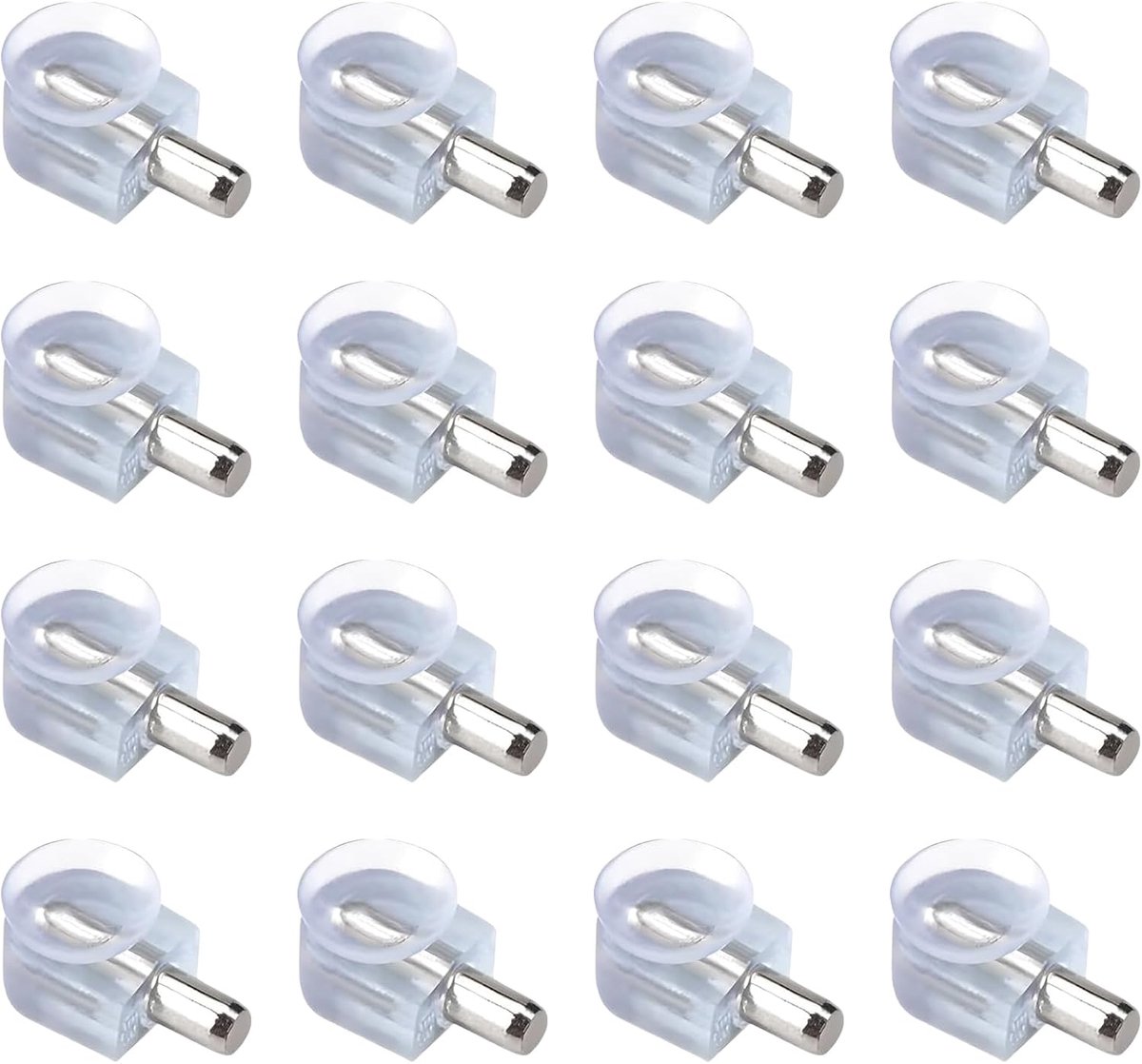 Famanu – Plankdragers set van 16 stuks, glazen plankdragers met zuignappen, 5 mm, voor etalages en hangkasten