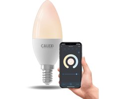 Calex Slimme LED Lamp - E14 - Wifi LED Kaarslamp - Warm Wit Licht - Werkt met App, Amazon Alexa en…