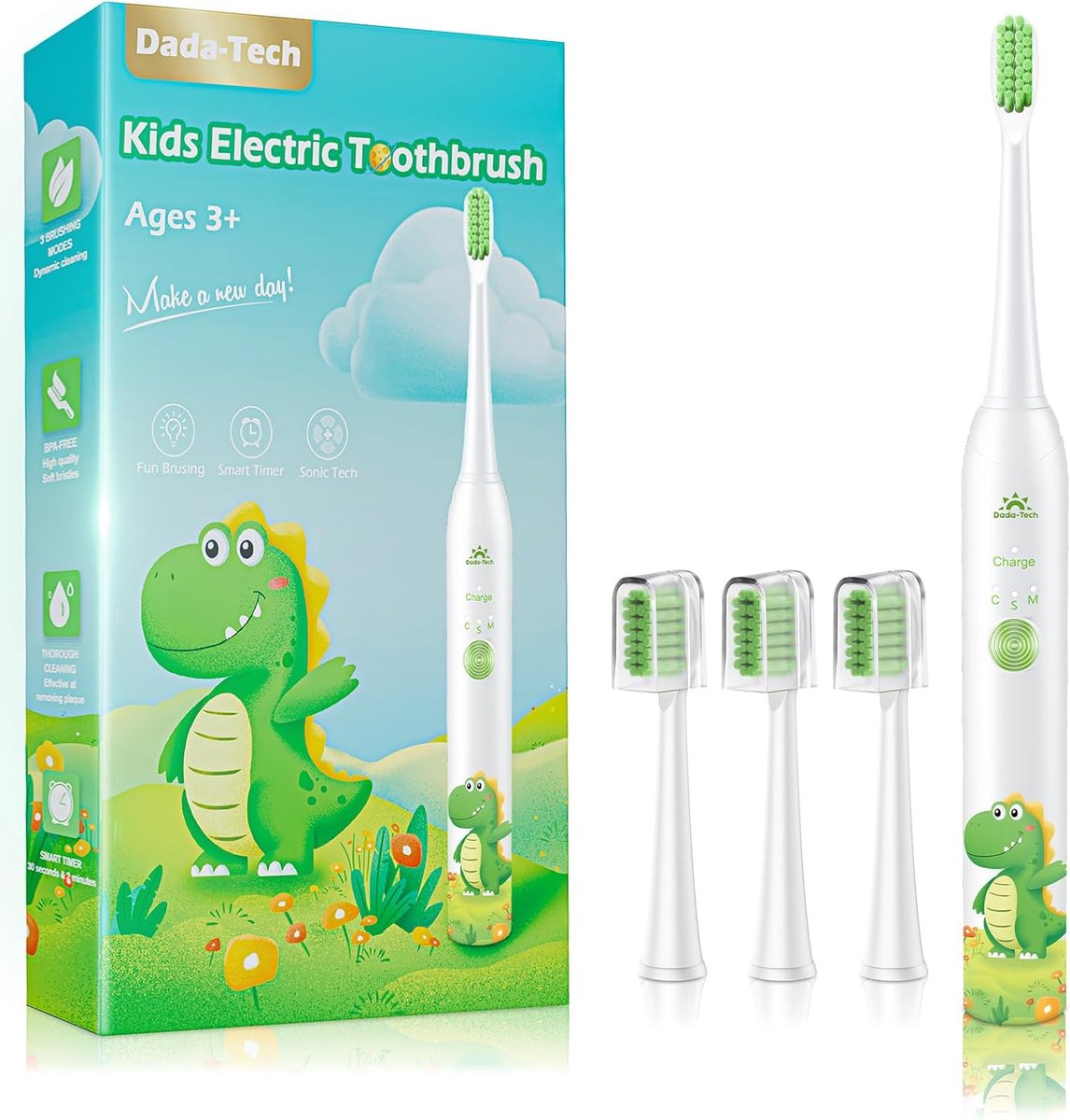Elektrische Tandenborstel Kinderen - Sonische Poetsen - Dagelijkse Mondhygiëne - 3 Modi & Timer - 23 x 13 cm