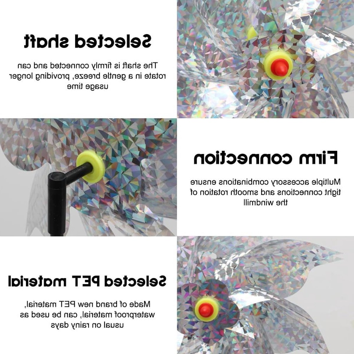 Set van 10 Vogelafschrik Windmolens voor Balkon en Tuin - Reflecterende Scarecrow Spinners voor Pigeon Defence en Tuinbescherming (Zilver Bloemmotief)