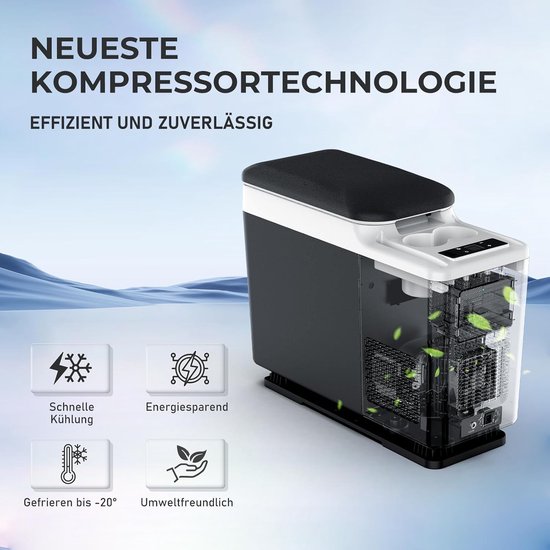 Compressorkoelbox - Auto Koelkast - Reizen en Outdoor - App Bediening - 15 Liter - Grijs — afbeelding 4