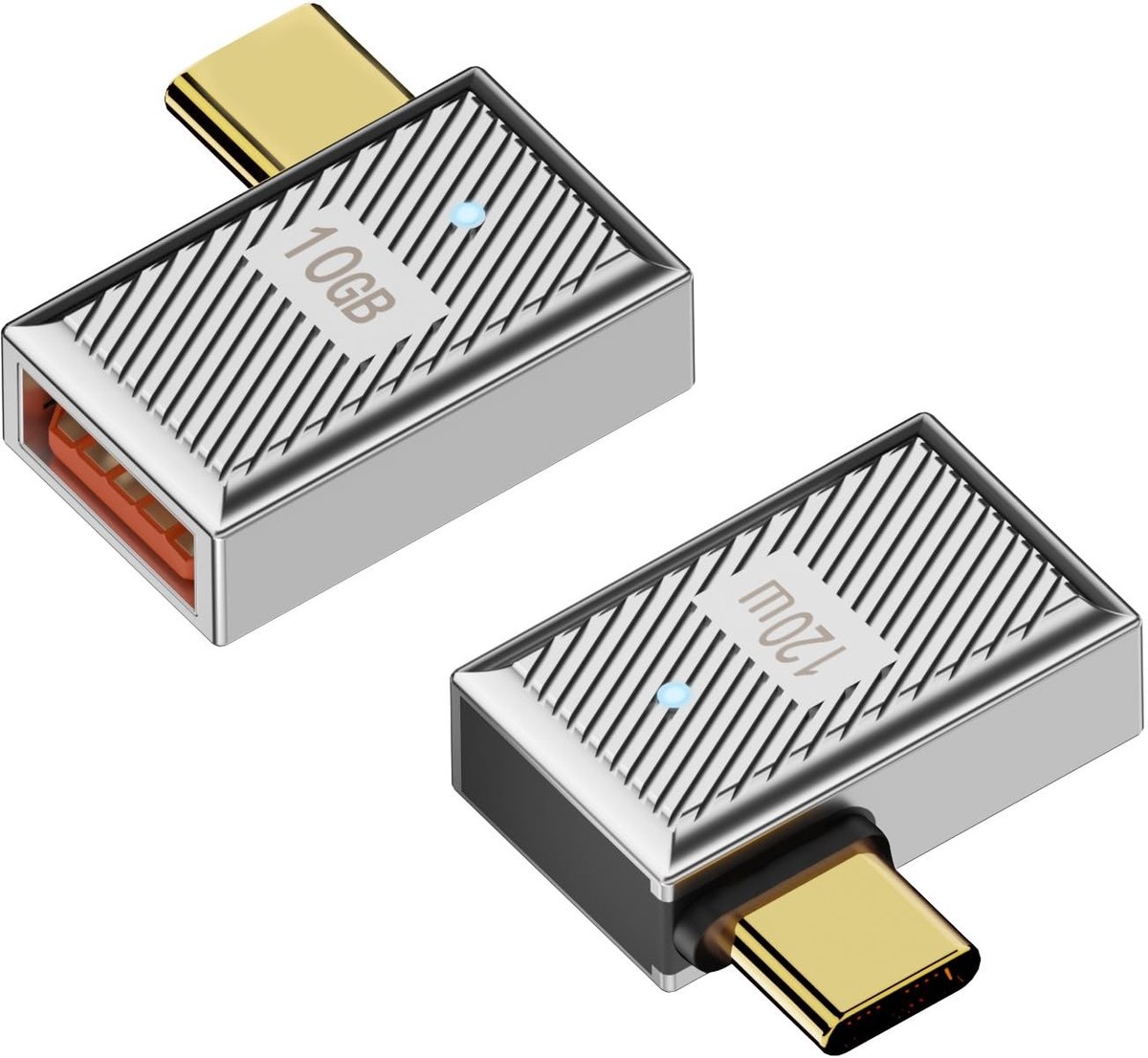 QIANRENON 10Gbps USB C naar USB 3.1 90° OTG Adapter - 120W Type C Data Connector